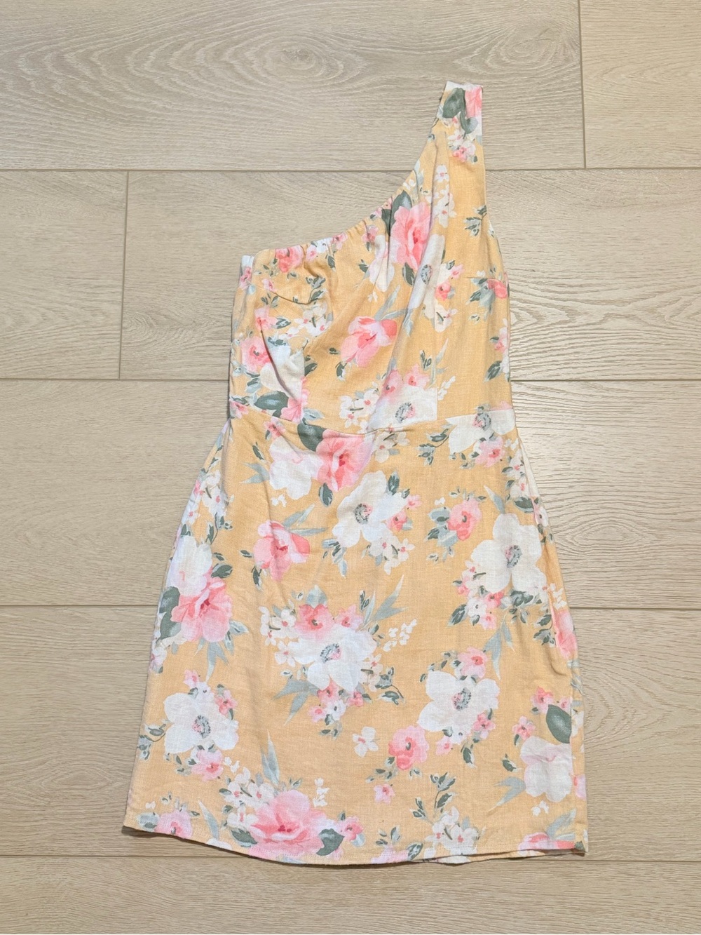 NWOT Abercrombie & Fitch One-Shoulder Linen Blend Floral Dress